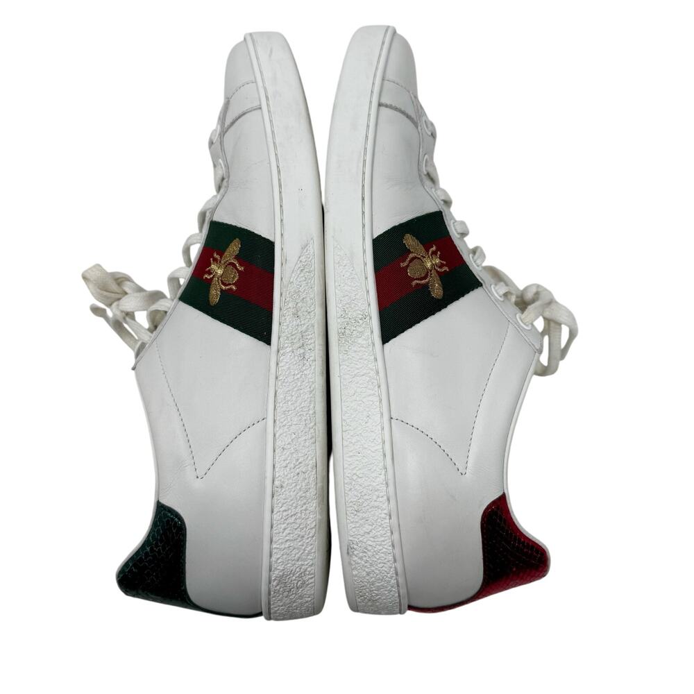 Gucci Ace Bee Sneakers White Leather Low Top EU 41 - Picture 8 of 11